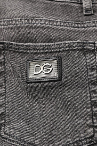 Dolce &amp; Gabbana Grijze Katoenen Logo Plaque Heren Denim Jeans
