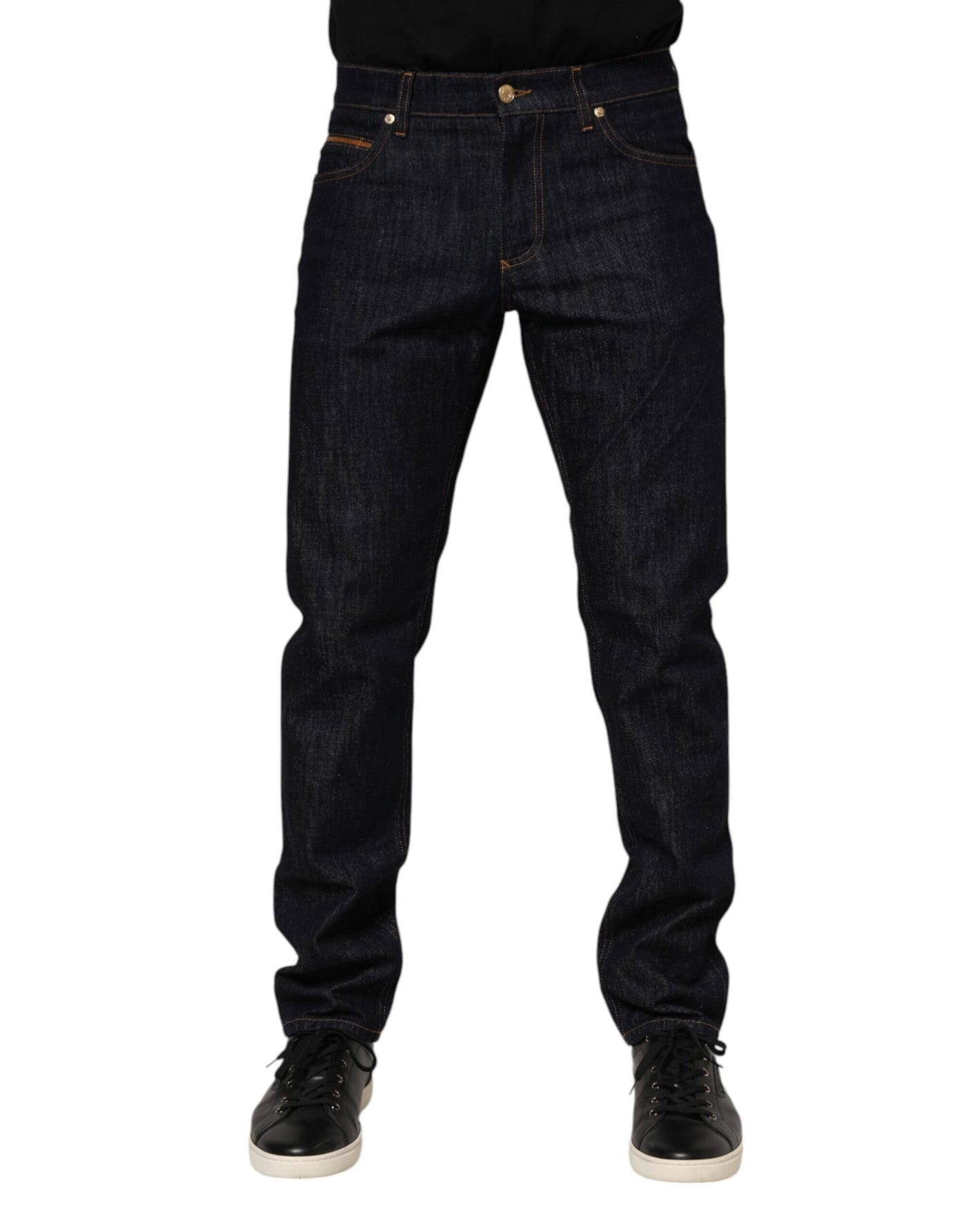 Dolce &amp; Gabbana donkerblauwe katoenen logoplaquette heren denim jeans
