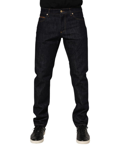 Dolce &amp; Gabbana donkerblauwe katoenen logoplaquette heren denim jeans