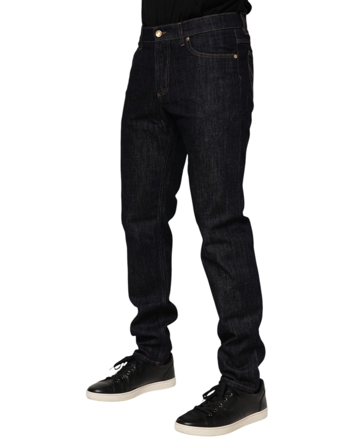 Dolce &amp; Gabbana donkerblauwe katoenen logoplaquette heren denim jeans