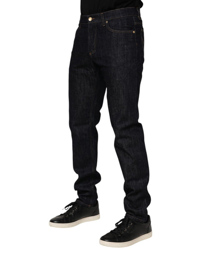 Dolce &amp; Gabbana donkerblauwe katoenen logoplaquette heren denim jeans