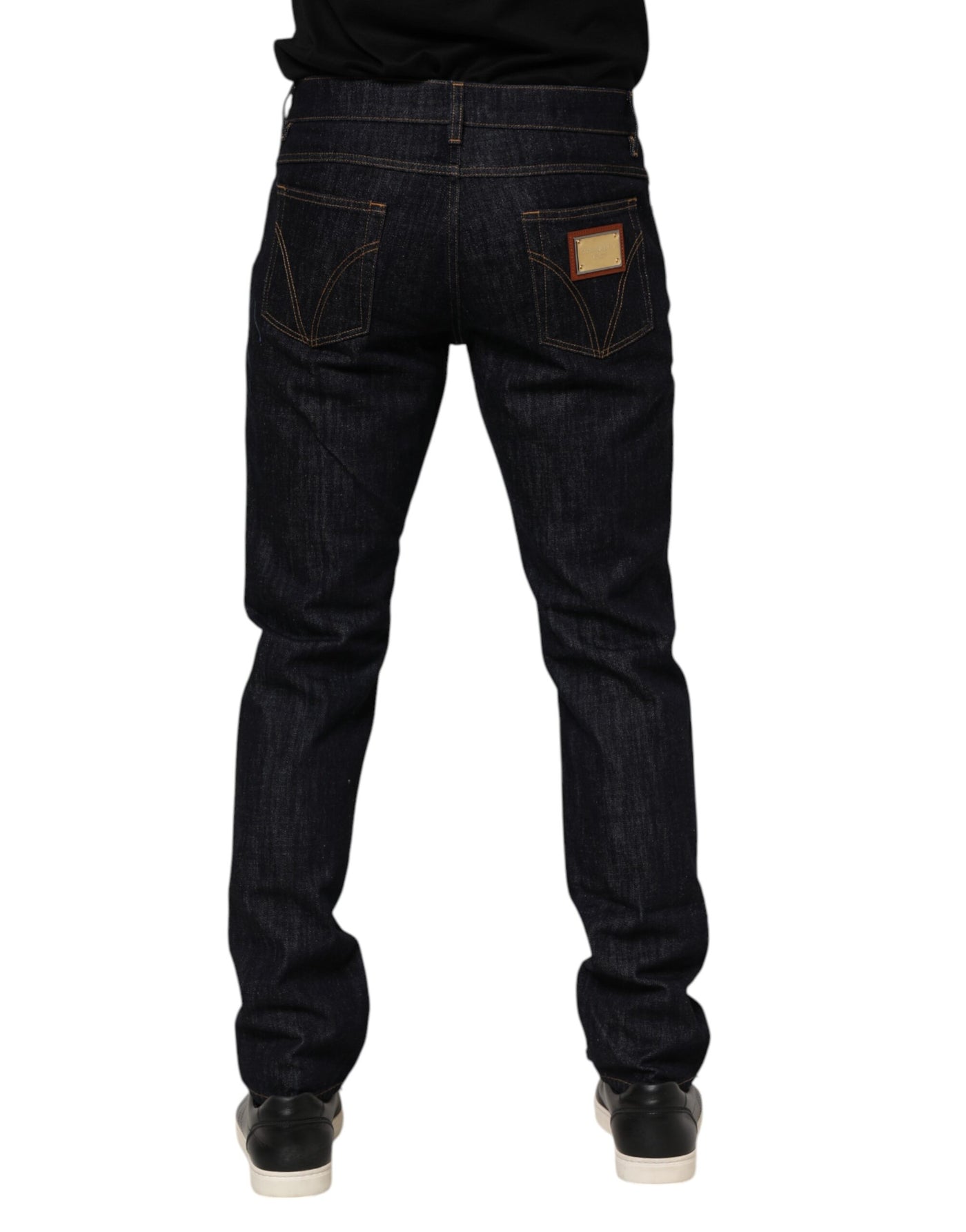 Dolce &amp; Gabbana donkerblauwe katoenen logoplaquette heren denim jeans