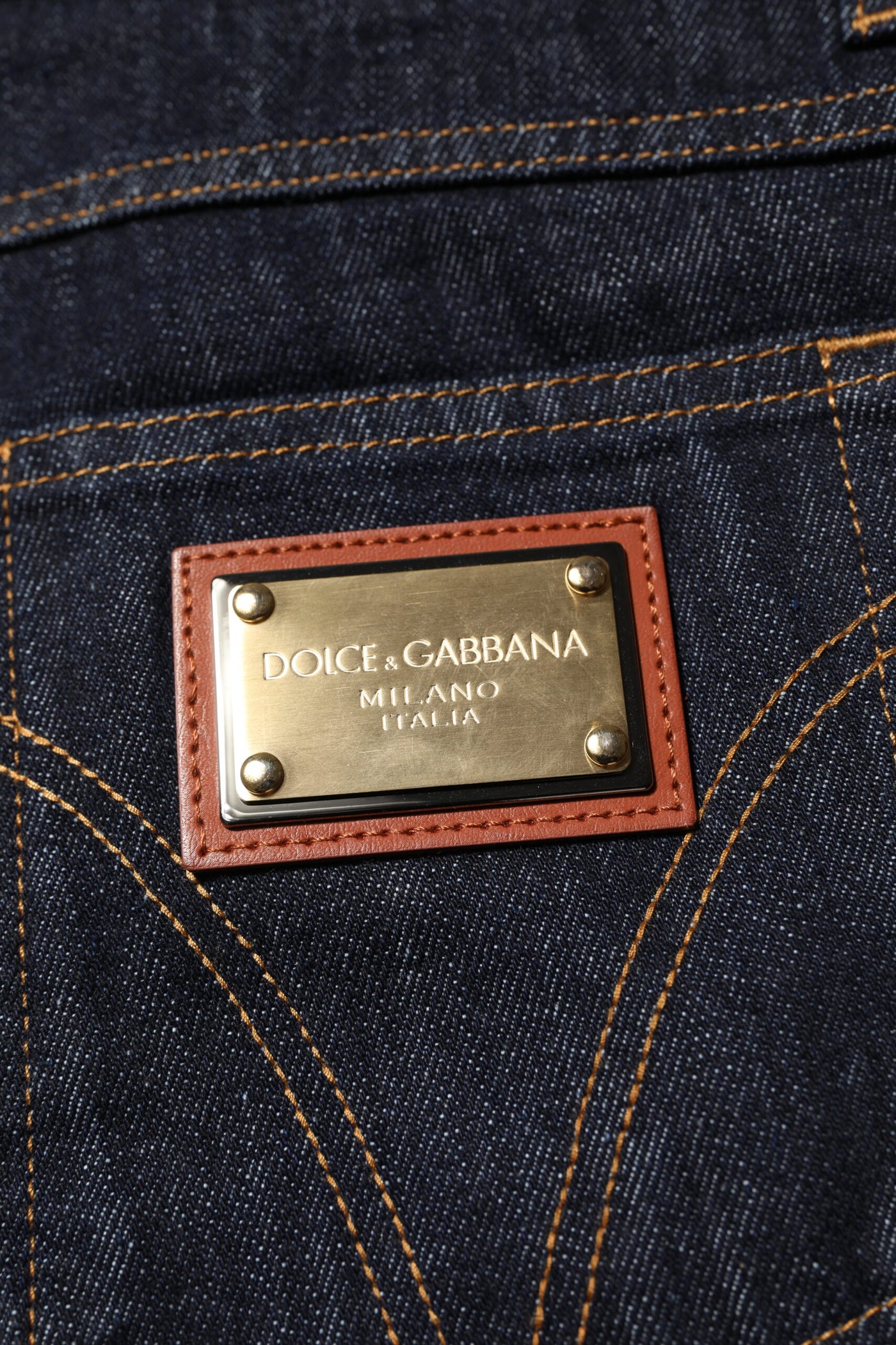 Dolce &amp; Gabbana donkerblauwe katoenen logoplaquette heren denim jeans