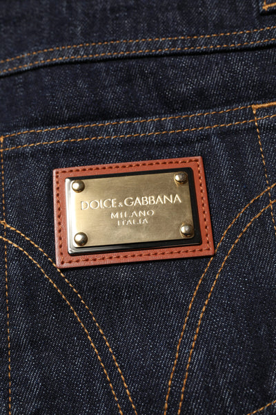 Dolce &amp; Gabbana donkerblauwe katoenen logoplaquette heren denim jeans