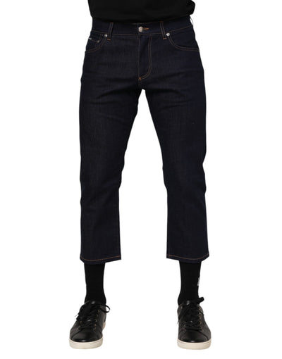 Dolce &amp; Gabbana donkerblauwe katoenen logo slim fit heren denim jeans