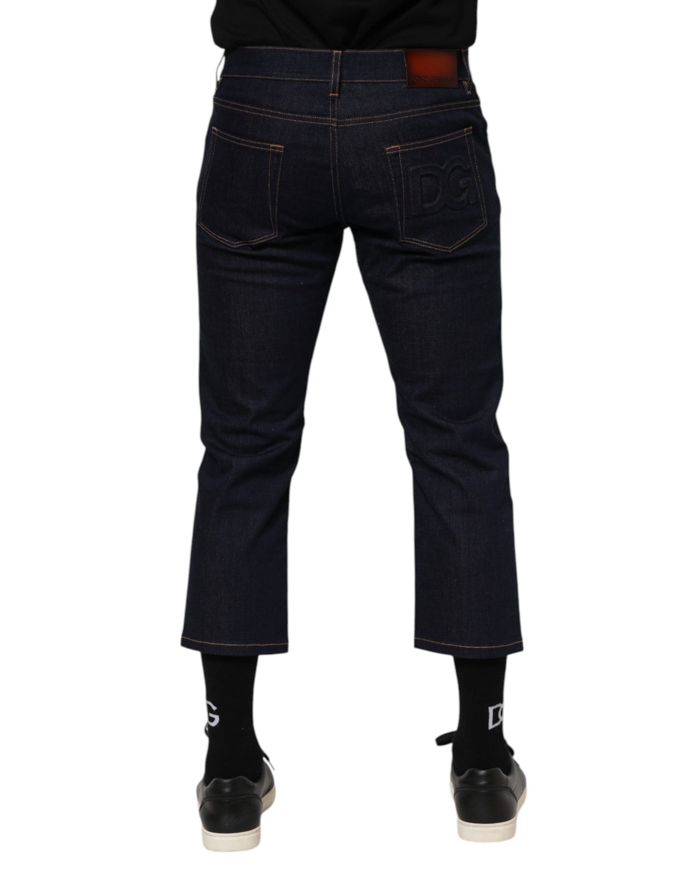 Dolce &amp; Gabbana donkerblauwe katoenen logo slim fit heren denim jeans