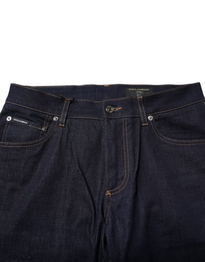 Dolce &amp; Gabbana donkerblauwe katoenen logo slim fit heren denim jeans