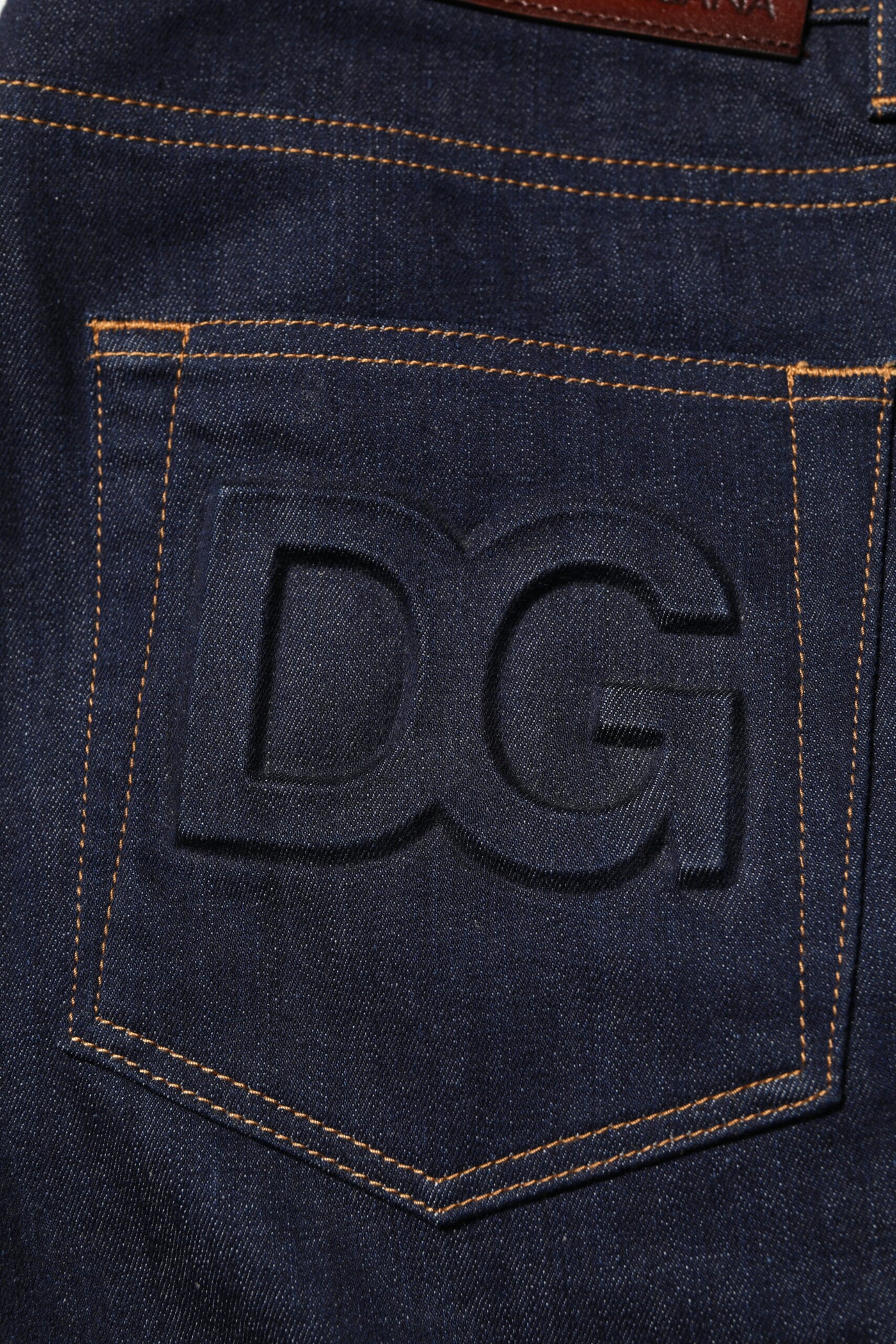 Dolce &amp; Gabbana donkerblauwe katoenen logo slim fit heren denim jeans