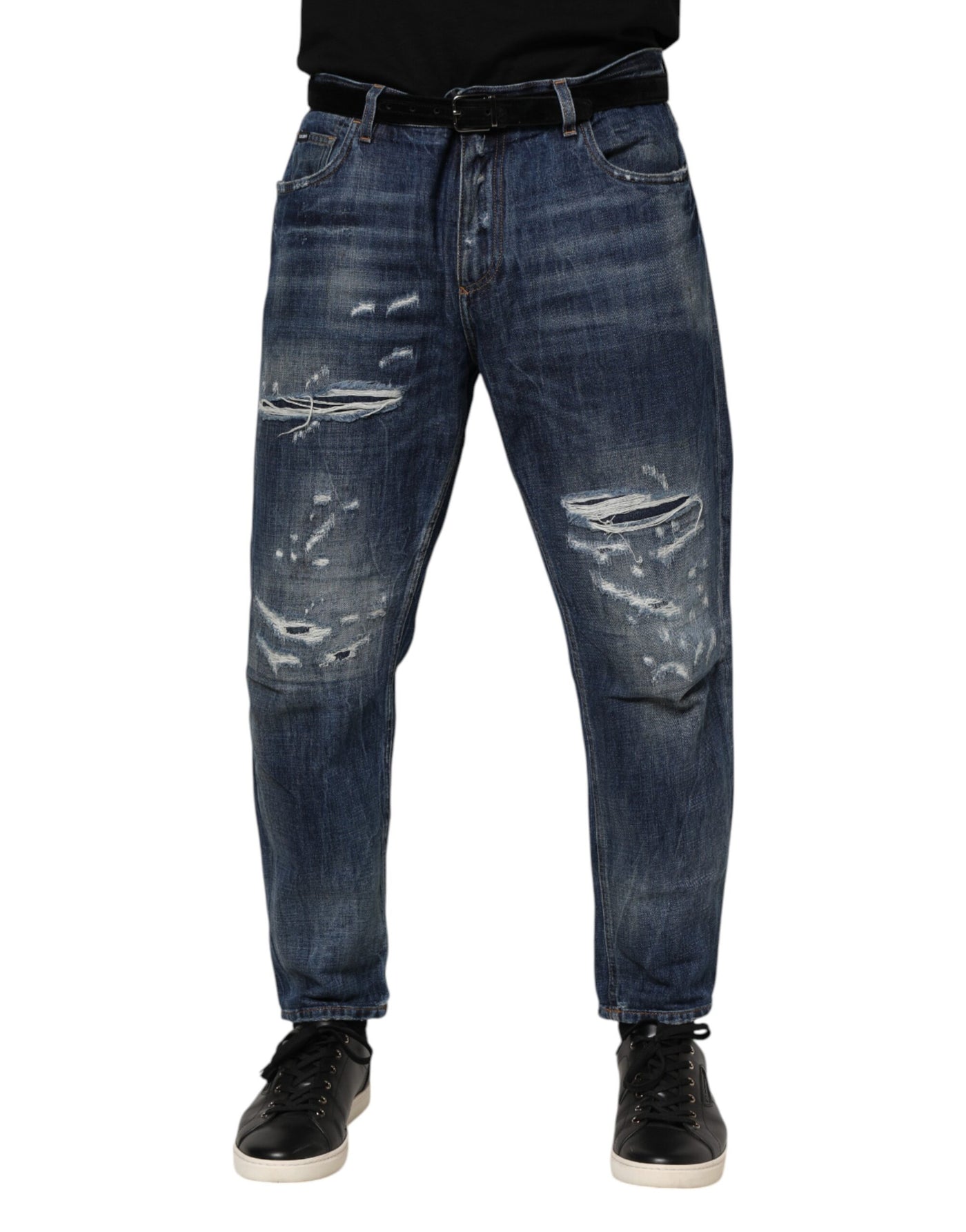 Dolce &amp; Gabbana Blauwe Katoenen Versleten Denim Jeans voor Heren