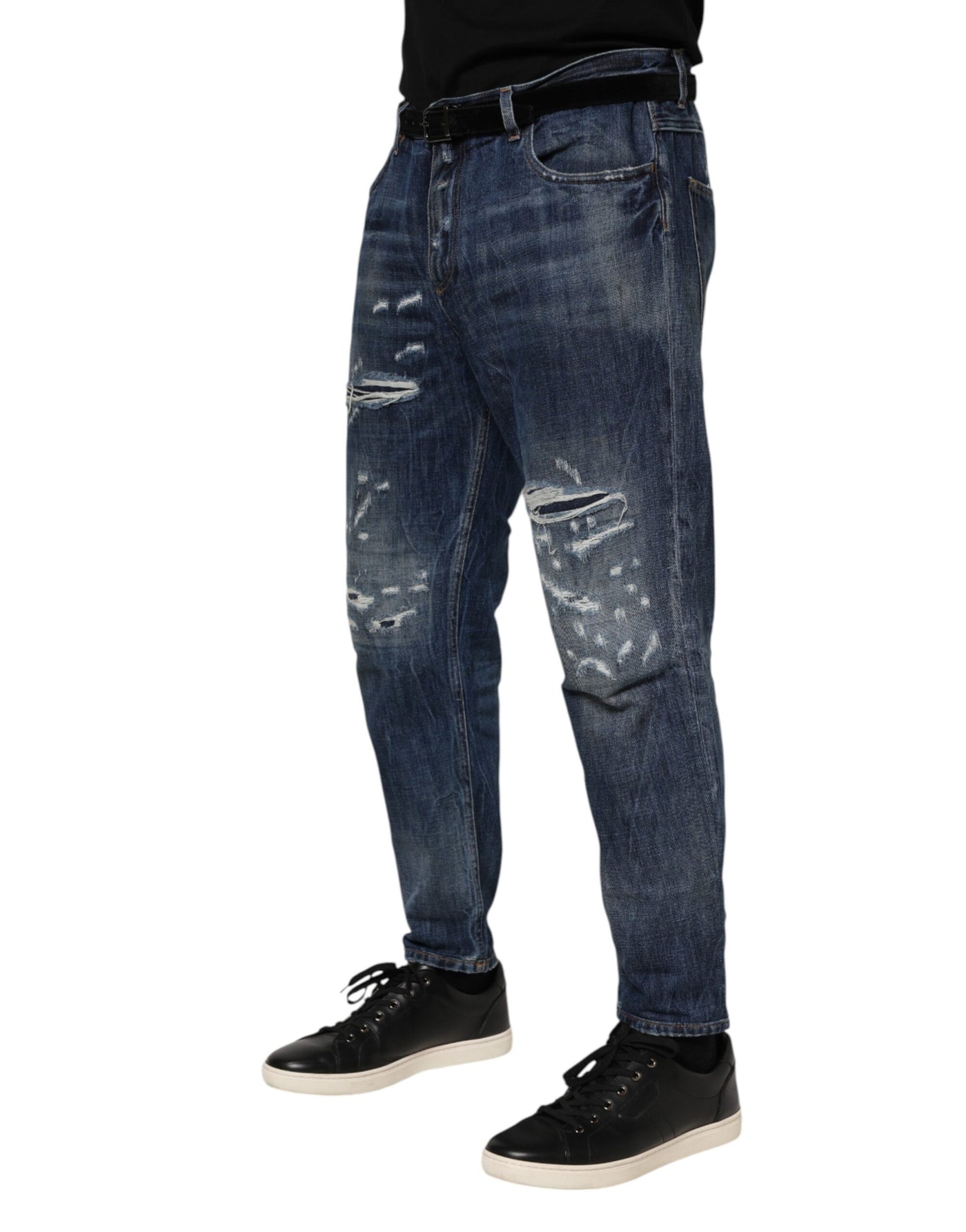 Dolce &amp; Gabbana Blauwe Katoenen Versleten Denim Jeans voor Heren