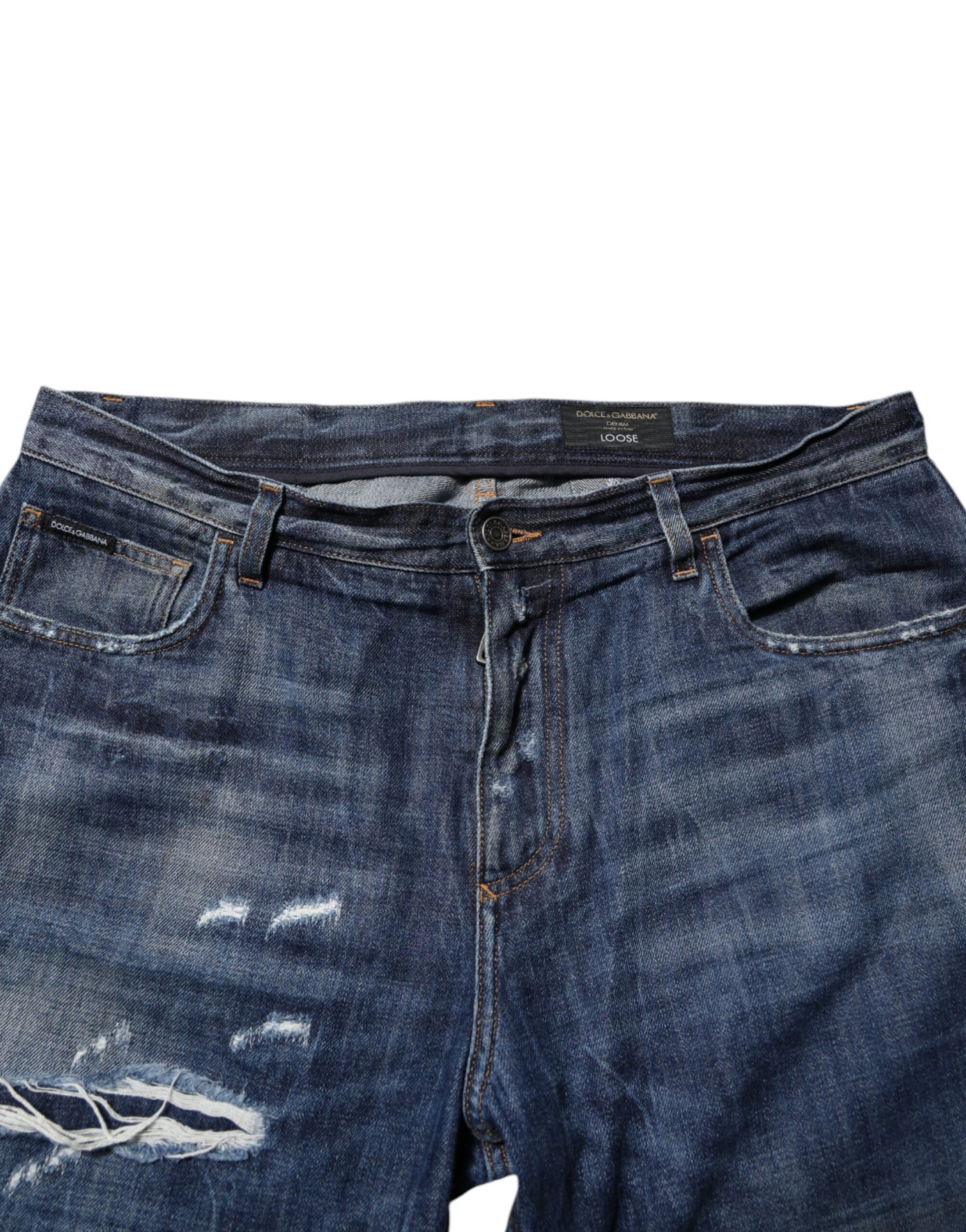 Dolce &amp; Gabbana Blauwe Katoenen Versleten Denim Jeans voor Heren