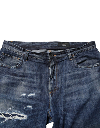 Dolce &amp; Gabbana Blauwe Katoenen Versleten Denim Jeans voor Heren