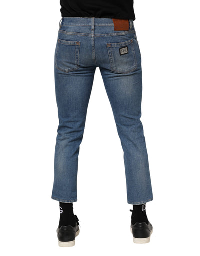 Jean en denim bleu avec plaque logo Dolce &amp; Gabbana