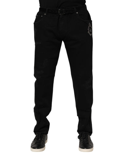Jean skinny en coton noir Dolce &amp; Gabbana pour homme