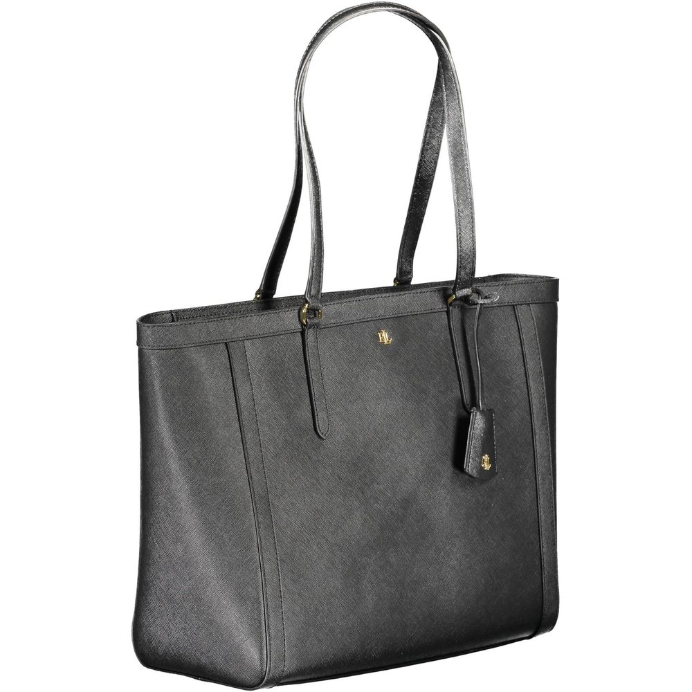 Sac à main en cuir noir Ralph Lauren