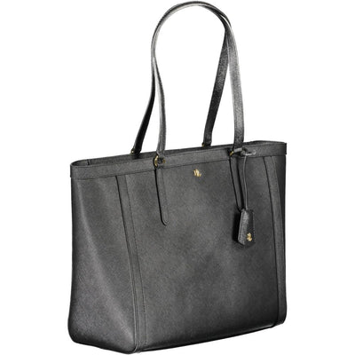 Sac à main en cuir noir Ralph Lauren