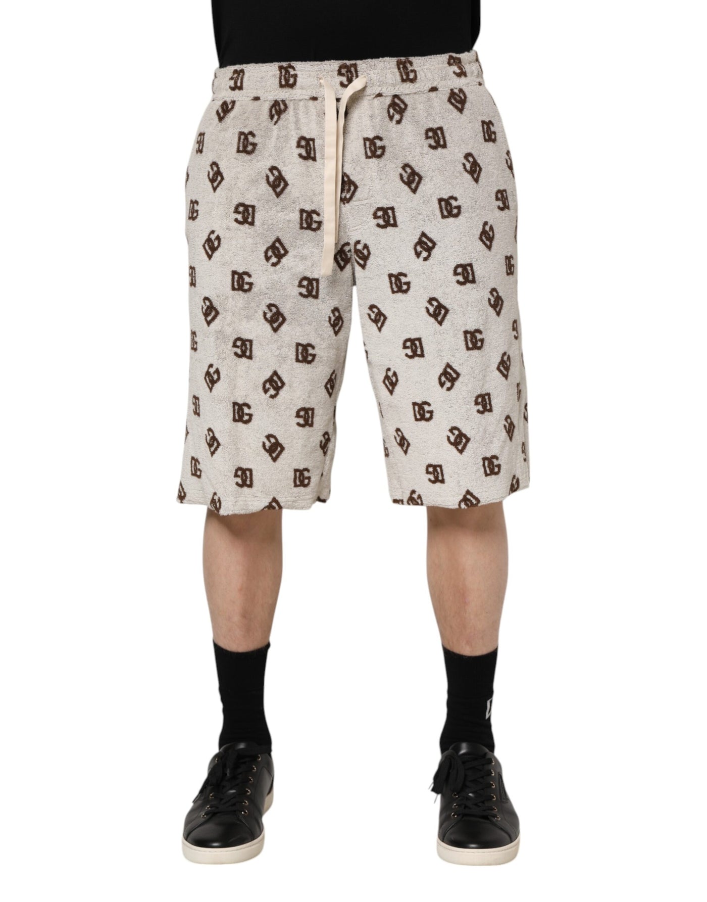 Dolce &amp; Gabbana witte katoenen DG Mania print heren bermuda shorts