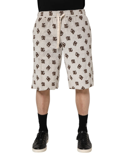 Dolce &amp; Gabbana witte katoenen DG Mania print heren bermuda shorts