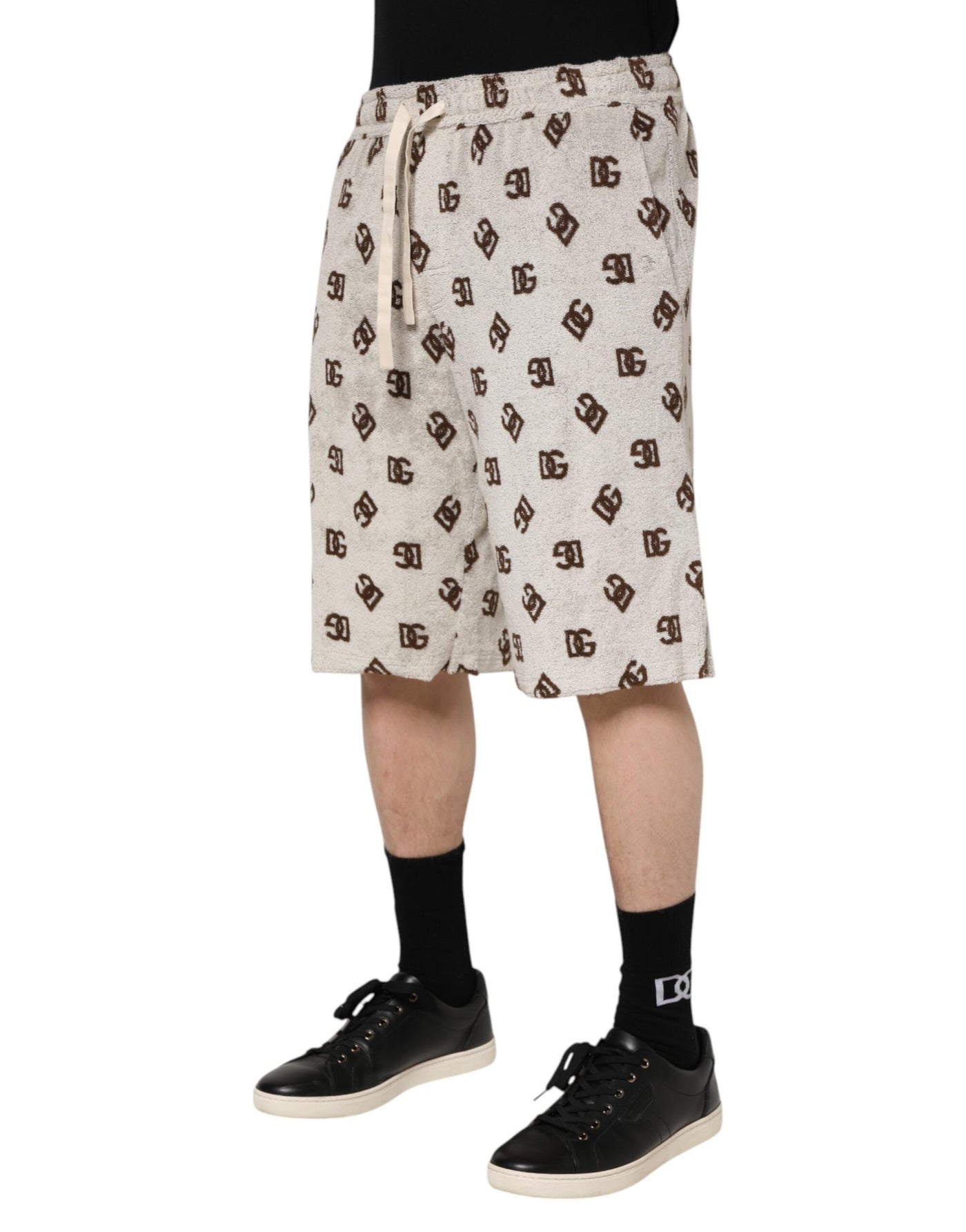 Dolce &amp; Gabbana witte katoenen DG Mania print heren bermuda shorts
