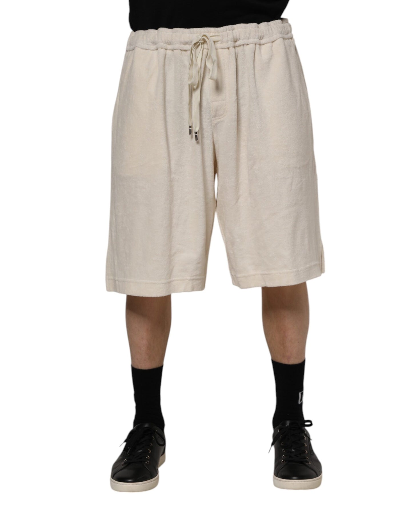 Dolce &amp; Gabbana Ivory Cotton Heren Bermuda Sweatshorts Shorts