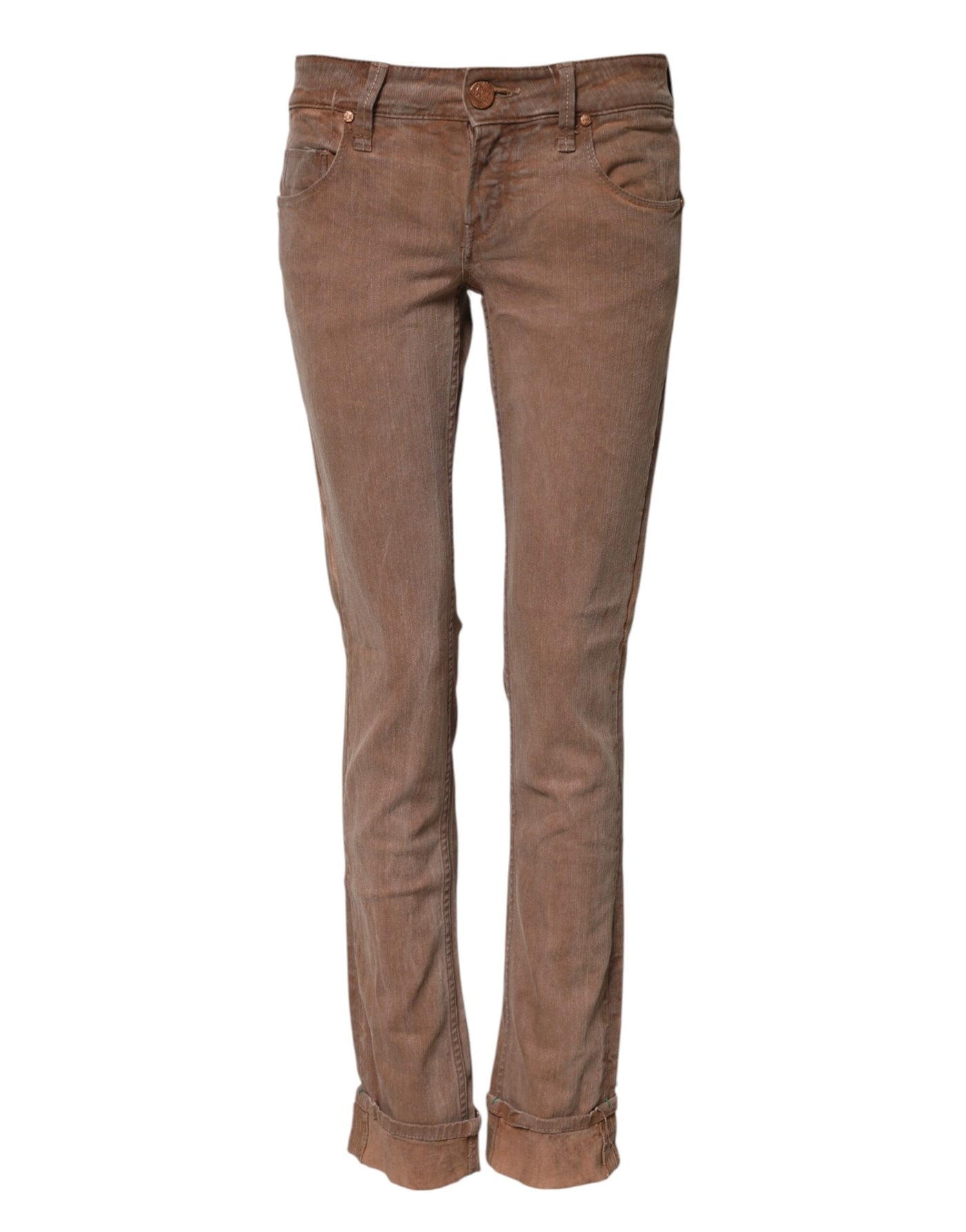Jean slim taille basse en coton marron Acht