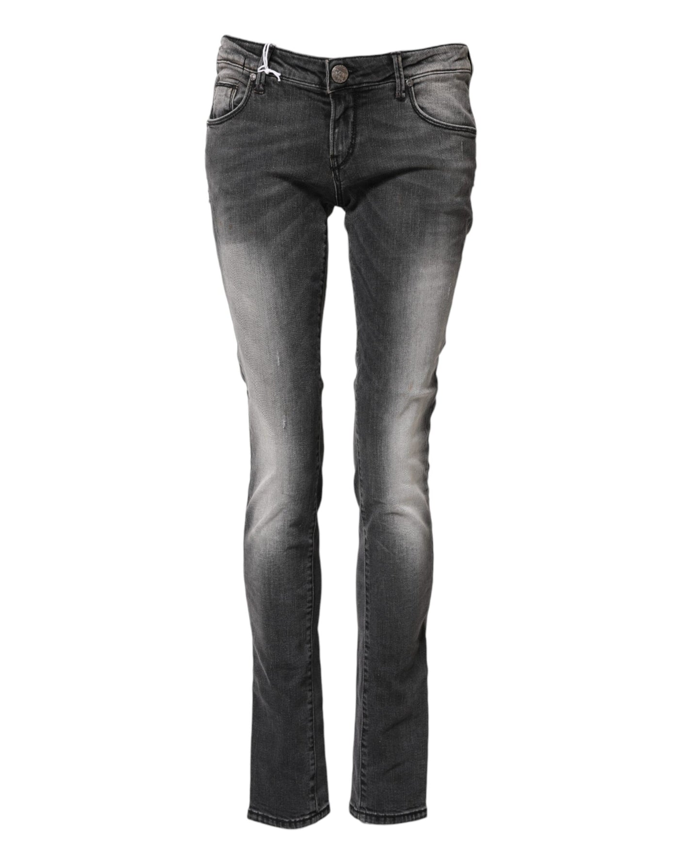 Jean slim taille basse en coton gris foncé Acht