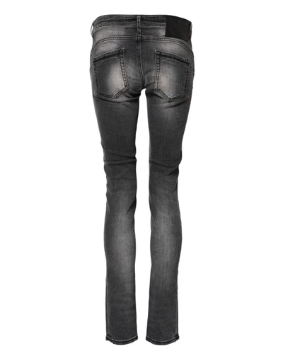 Jean slim taille basse en coton gris foncé Acht