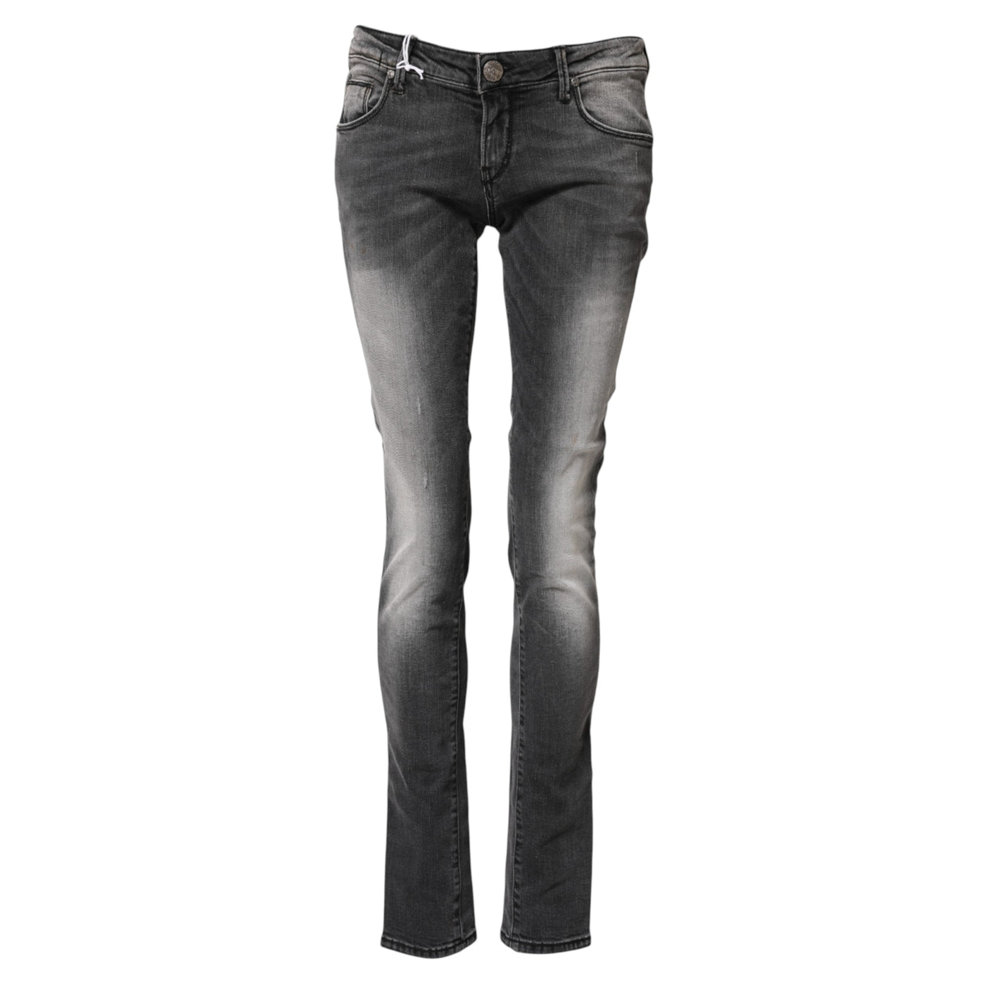 Jean slim taille basse en coton gris foncé Acht