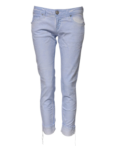 Jean slim taille basse en coton bleu clair Acht