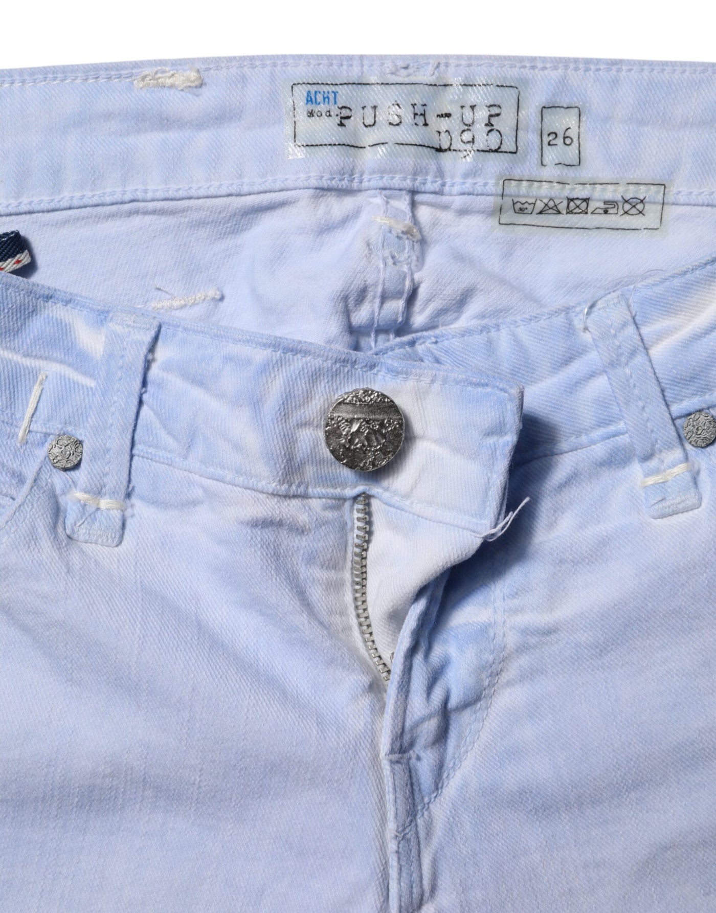 Jean slim taille basse en coton bleu clair Acht