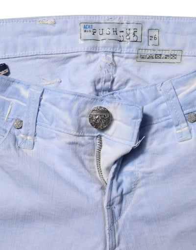 Jean slim taille basse en coton bleu clair Acht
