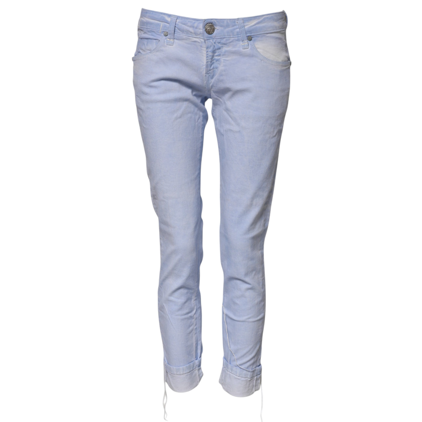 Jean slim taille basse en coton bleu clair Acht