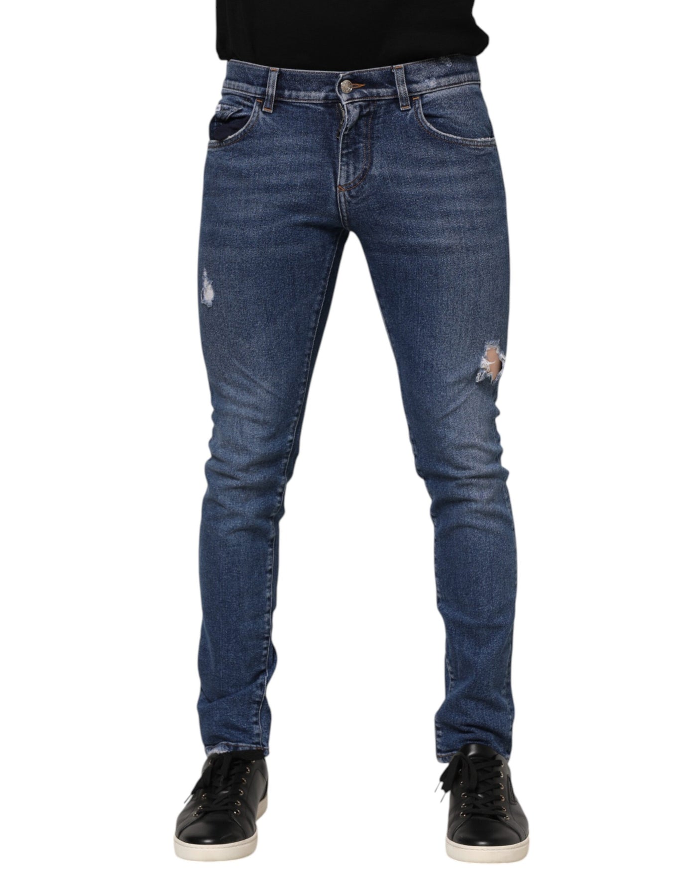 Jean skinny en coton bleu délavé Dolce &amp; Gabbana