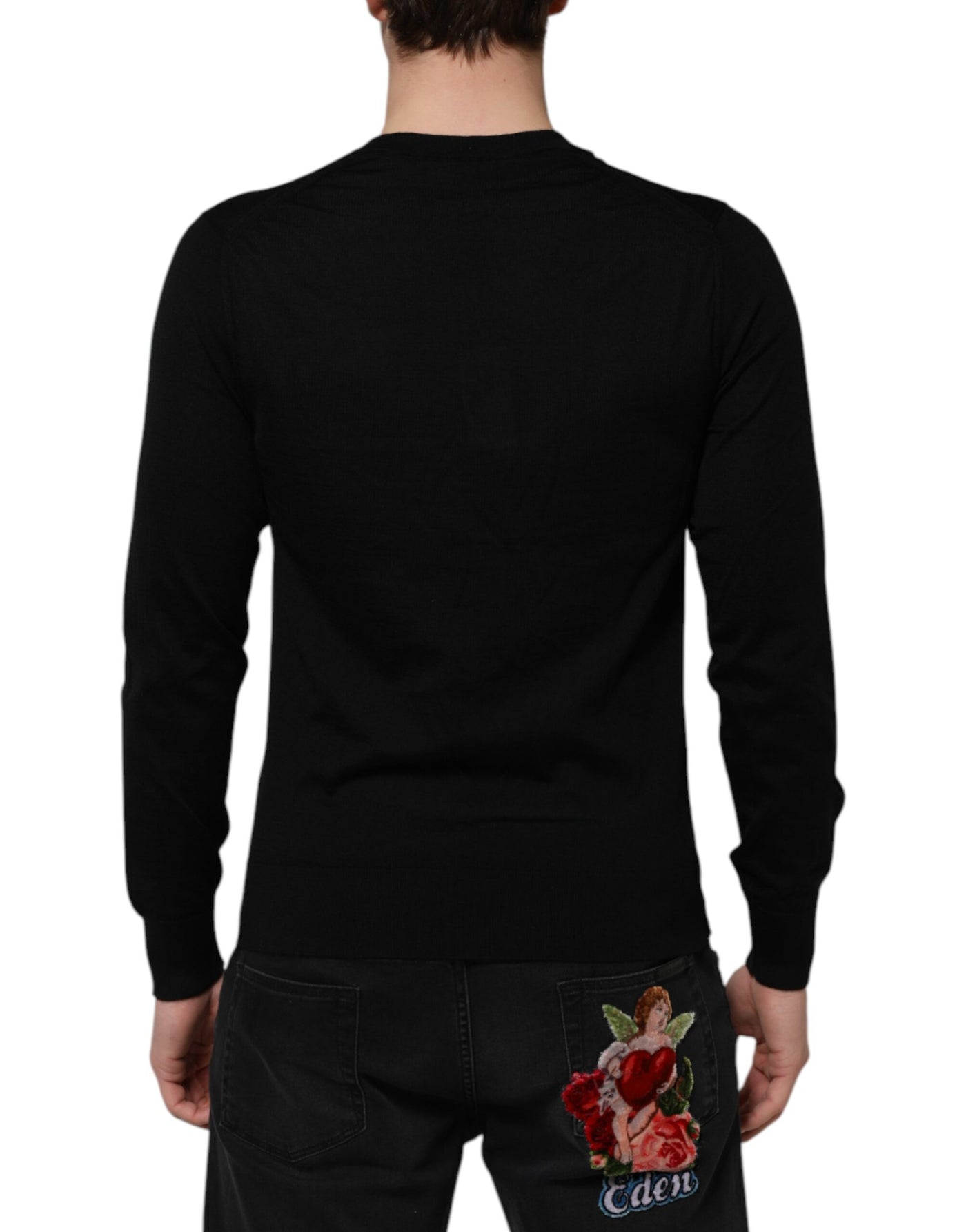Dolce &amp; Gabbana donkergrijze trui met geborduurd logo