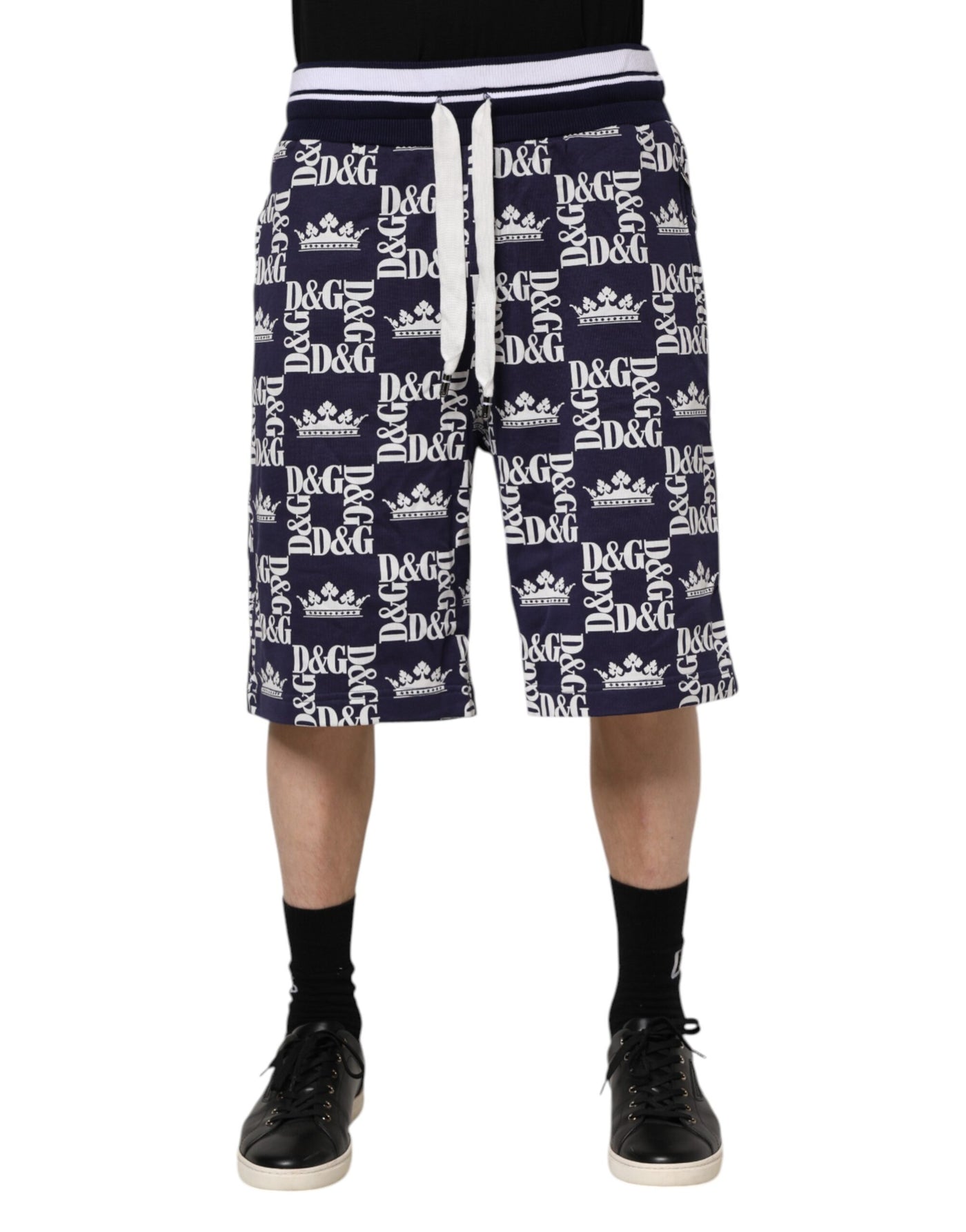 Dolce &amp; Gabbana katoenen Bermuda met Blue Crown-logoprint