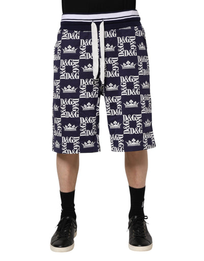 Dolce &amp; Gabbana katoenen Bermuda met Blue Crown-logoprint