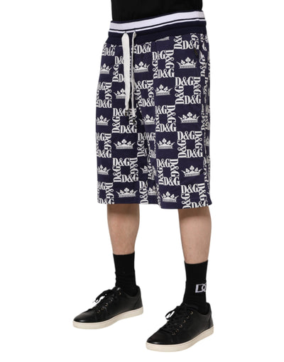 Dolce &amp; Gabbana katoenen Bermuda met Blue Crown-logoprint