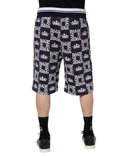 Dolce &amp; Gabbana katoenen Bermuda met Blue Crown-logoprint