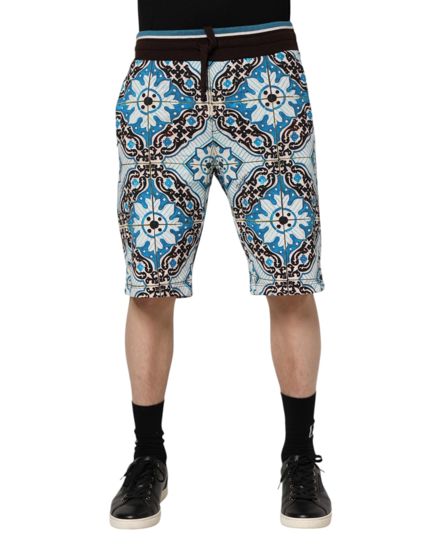Dolce & Gabbana Multicolor Cotton Maiolica Print Bermuda Shorts