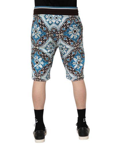 Dolce & Gabbana Multicolor Cotton Maiolica Print Bermuda Shorts