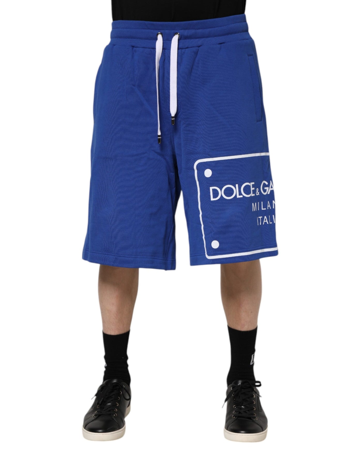Dolce &amp; Gabbana Blue Logo Katoenen Bermuda Sweatshorts Shorts