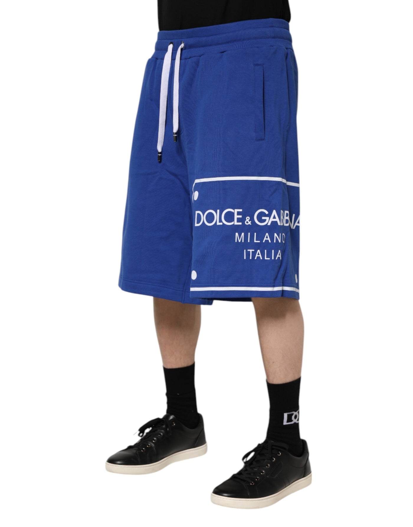 Dolce &amp; Gabbana Blue Logo Katoenen Bermuda Sweatshorts Shorts
