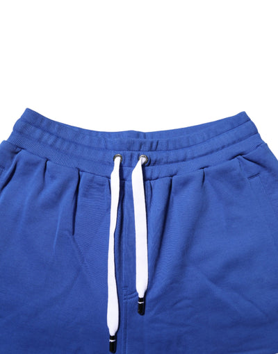 Dolce &amp; Gabbana Blue Logo Katoenen Bermuda Sweatshorts Shorts