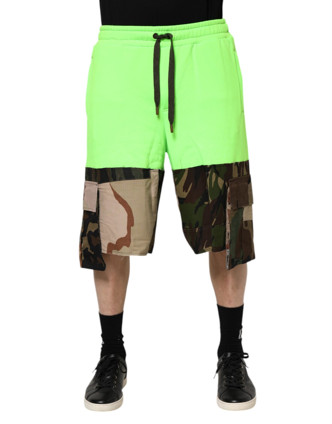 Dolce &amp; Gabbana Groene Patchwork Cargo Bermuda Heren Shorts