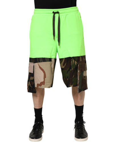 Dolce &amp; Gabbana Groene Patchwork Cargo Bermuda Heren Shorts