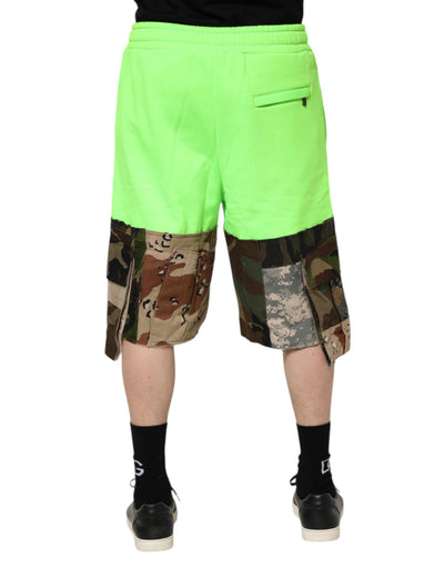 Dolce &amp; Gabbana Groene Patchwork Cargo Bermuda Heren Shorts