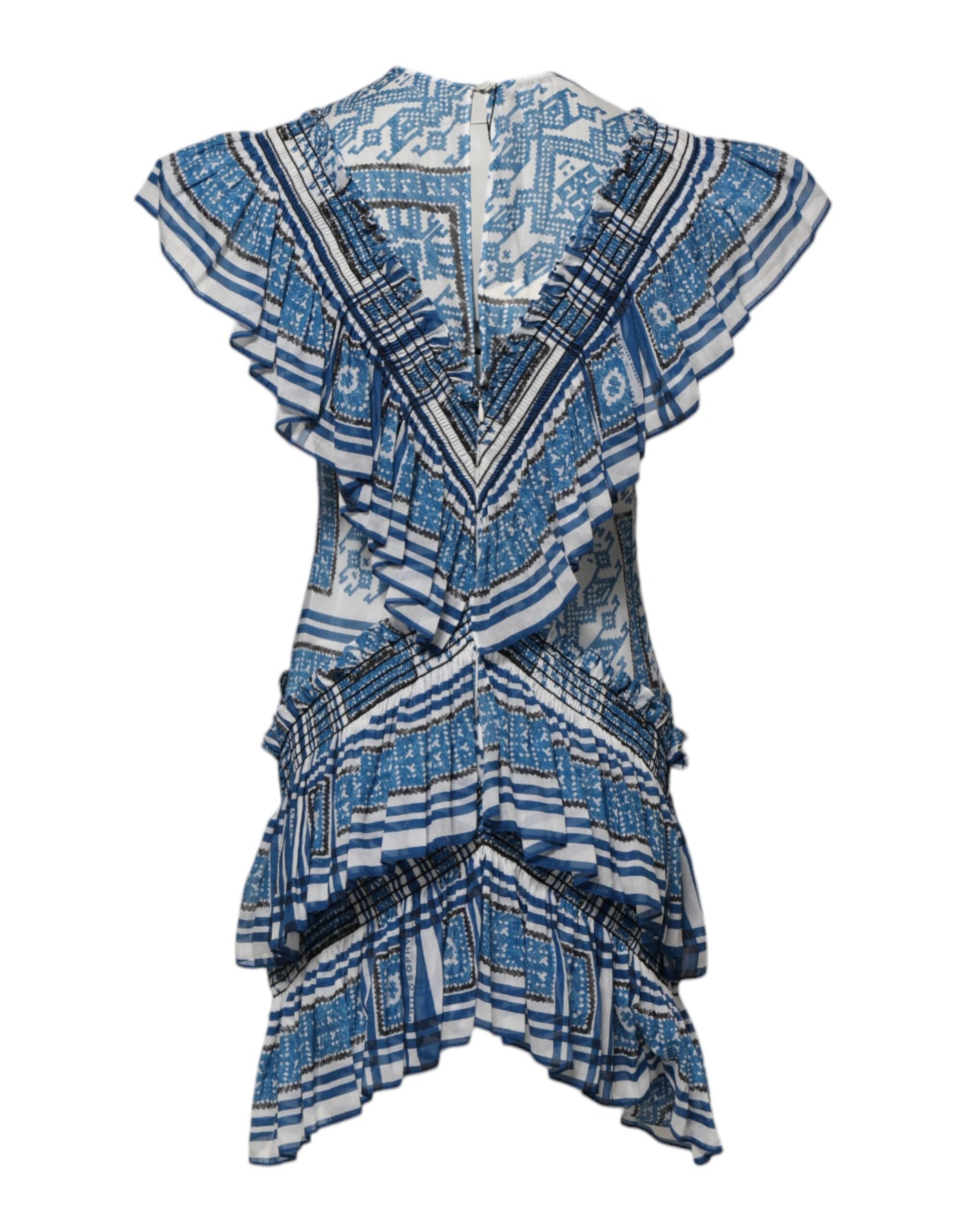 Philosophy di Lorenzo Serafini Blauwe Mini-jurk met Patroon en Korte Mouwen