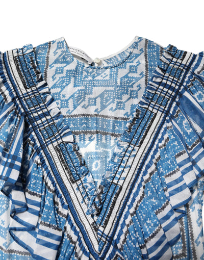 Philosophy di Lorenzo Serafini Blauwe Mini-jurk met Patroon en Korte Mouwen