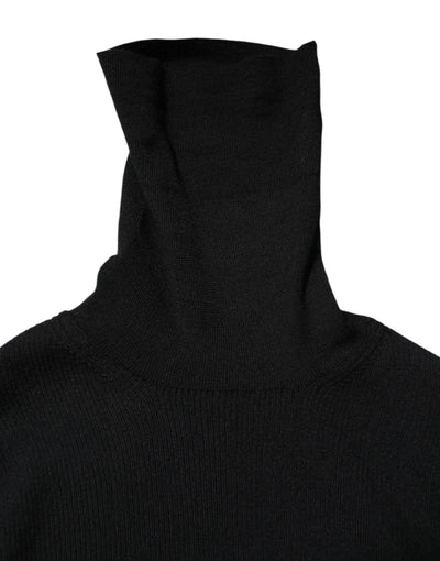 Mini-robe noire à manches longues et col roulé Dolce &amp; Gabbana