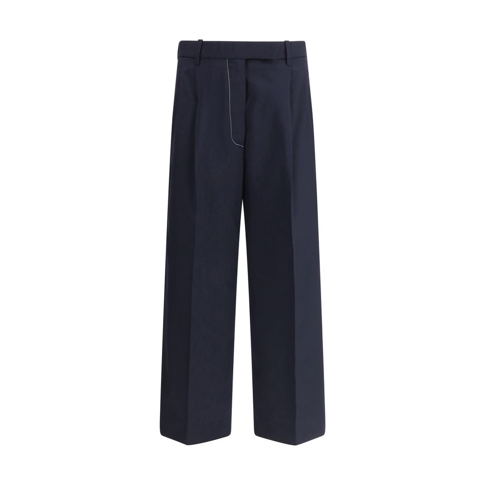 Pantalon en laine à coutures blanches Thom Browne